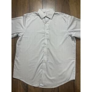 Brooks Brothers 346 Shirt Mens 17-4/5 Button Up White Blue Striped Long Sleeve